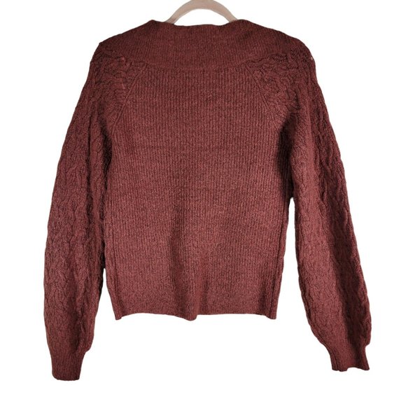 Red by EX Madder Brown Off Shoulder Cable Knit Sweater Women Size XS NWT - Picture 2 of 9